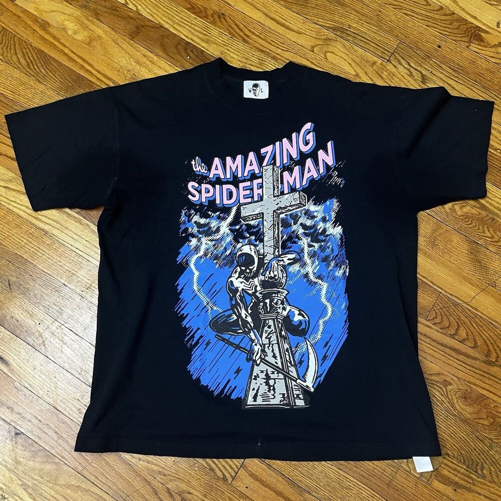 Warren Lotas The Amazing Spider Man Graphic Black Tee Size Large Worn AUTHENTIC